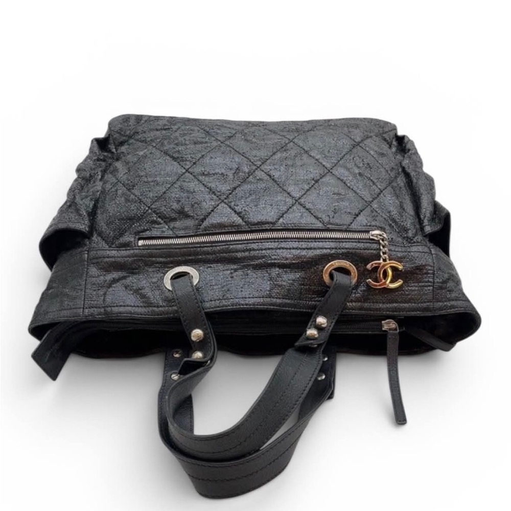 Chanel Paris Biarritz Matelasse Leather Black Tote Bag W/Pouch - Picture 10 of 16